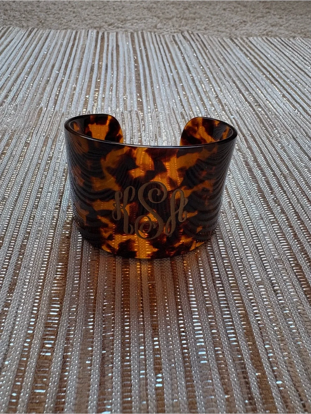 Mark & Graham Tortoiseshell Monogram Cuff Bracelet